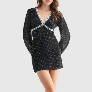 Mini Long Sleeve Polka Dot Dress